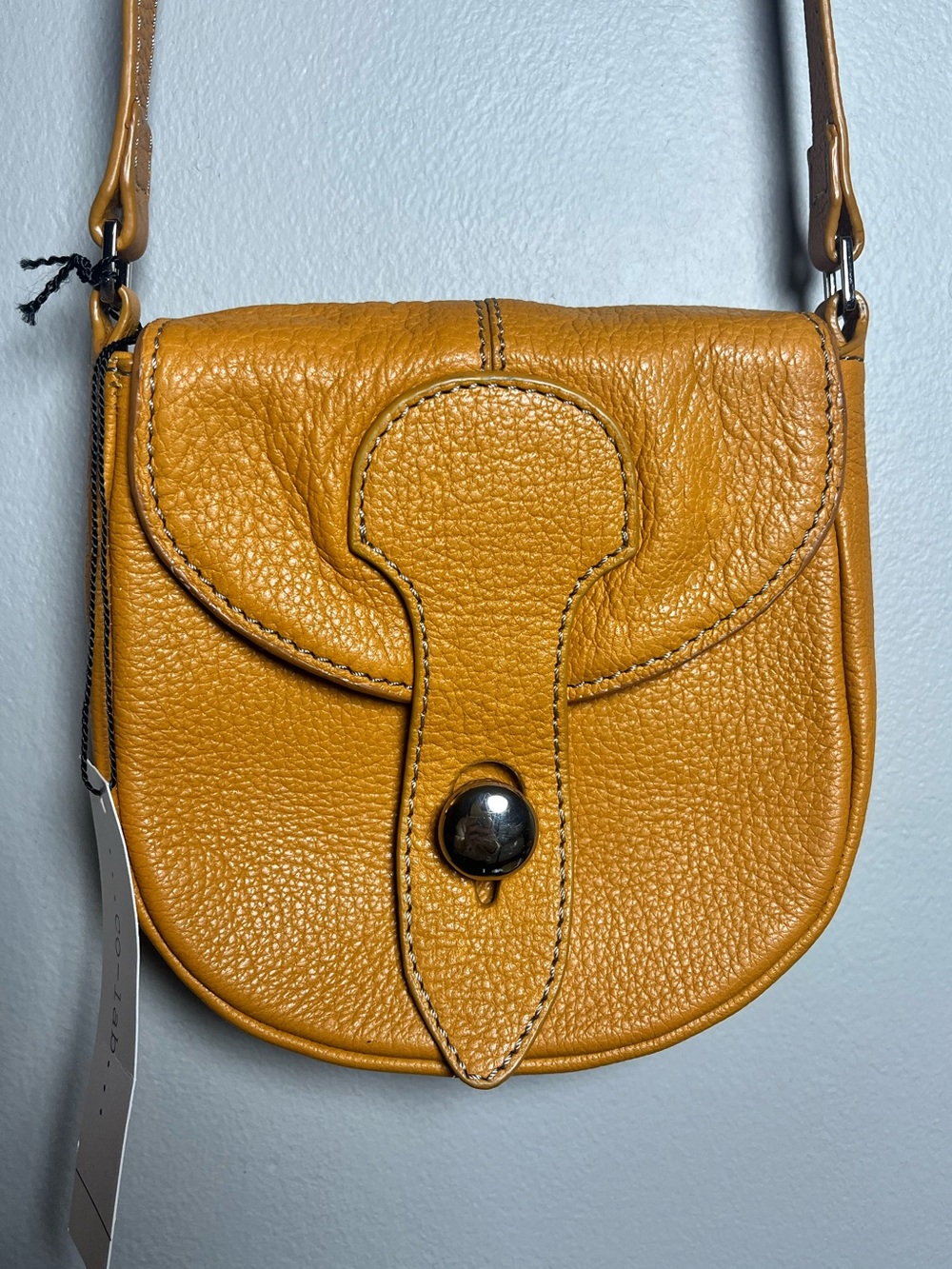 Co-Lab Mini Pebbled Leather Crossbody Bag in Marigold